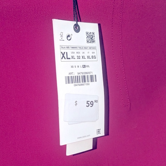 BNWT Zara size XL Berry High Waist Midi Skirt - Picture 7 of 7